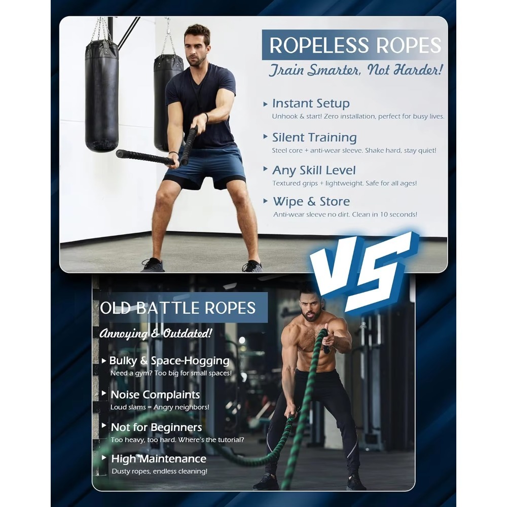 Ropeless Battle Ropes for Home - Gymnastic Ring review and price